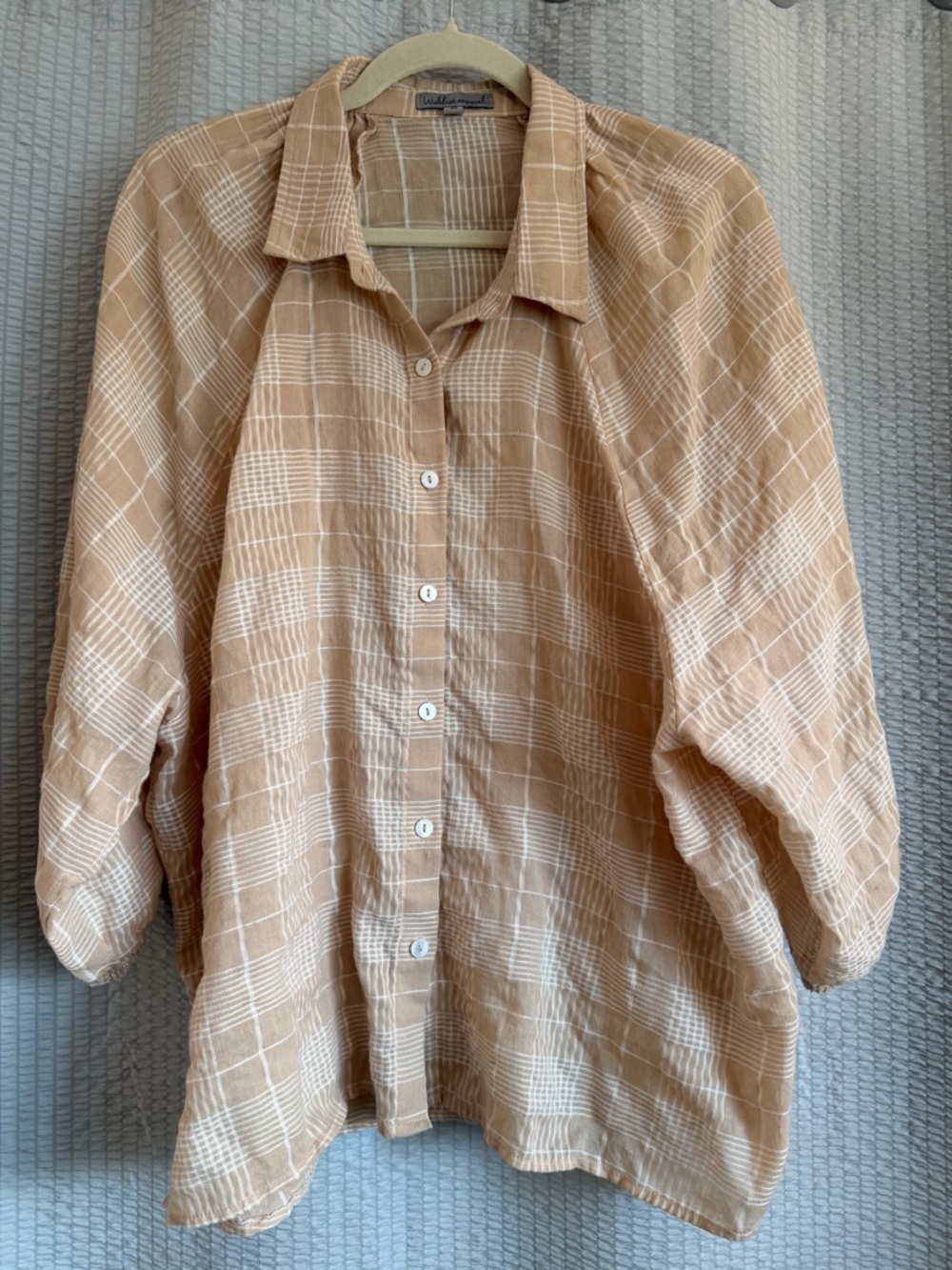 Wishlist Beige and White Striped Button-Up